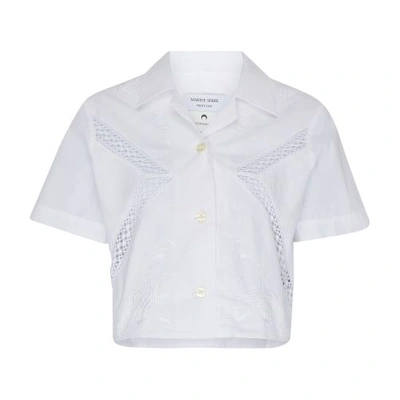 Marine Serre Regenerated Household Cropped Shirt In Wh10_white