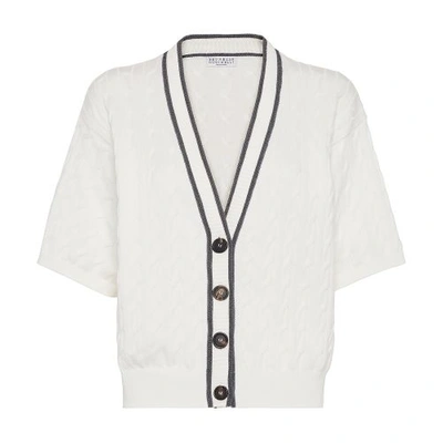 Brunello Cucinelli Embellished Cotton Cardigan In Panama
