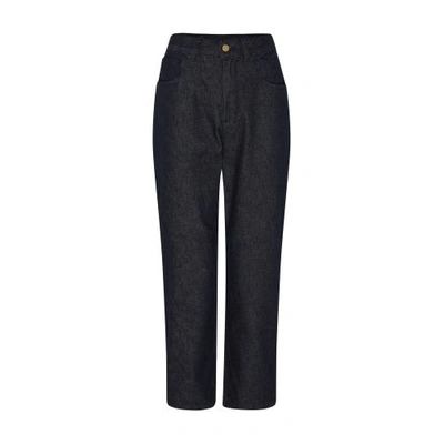 Moncler Cropped Denim Jeans In Navy