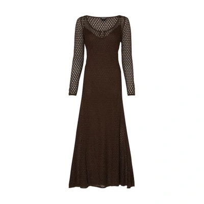 Tom Ford Openwork Neck Maxi Dress In Chocolate_brown