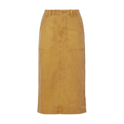 Joie Riya Straight Twill Midi Skirt In Ecru Olive