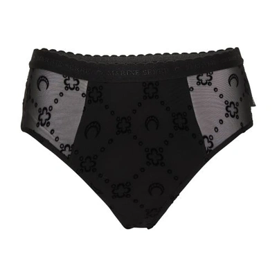 Marine Serre Moonogram Mesh Flock Brief In Black