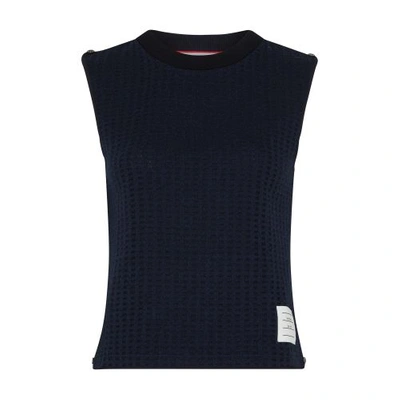 Thom Browne Shell Sleeveless Top In Navy