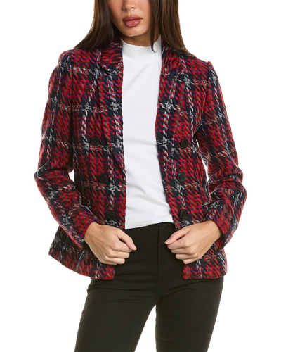 Jones New York Women's Plaid Faux-double Breasted Blazer In Red