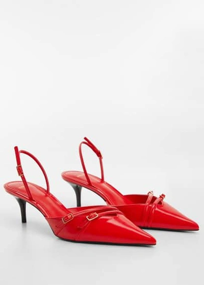 Mango Slingback Heeled Shoes With Buckle Red