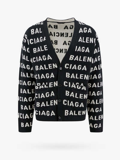 Balenciaga Blackwhite All-over Logo Cardigan