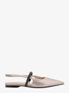 Brunello Cucinelli Pointed Toe Slingback Ballerinas In Beige