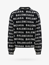 Balenciaga Logo All Over Print Pullover Sweater In Black