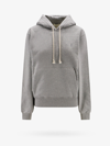 Saint Laurent Cassandre Embroidered Cotton Hoodie In Grey