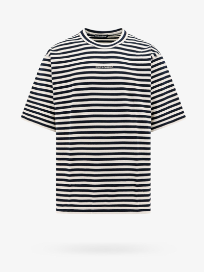 Dolce & Gabbana Logo-embroidered Striped T-shirt In Black