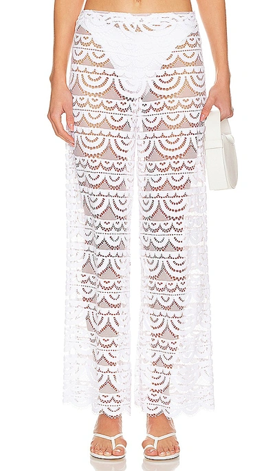 Pq High Waist Lace Trousers In White