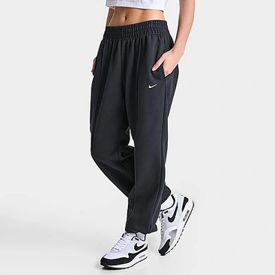 Nike Women's Sportswear Swoosh Loose Fleece Jogger Pants In Black/sail