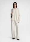 Totême Beige Boxy Silk Knit Sweater In Cream