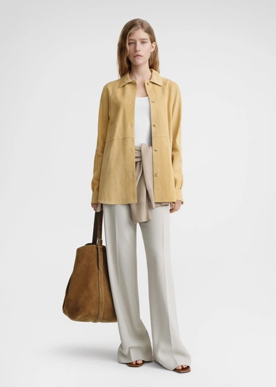 Totême Soft Suede Lamb Leather Shirt In Yellow