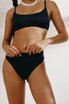 Out From Under Kelly Ribbed High-cut Bikini Bottom In Black, Women's At Urban Outfitters