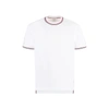 Thom Browne White Crewneck T-shirt With Rwb Detail On Neck And Sleeve In White
