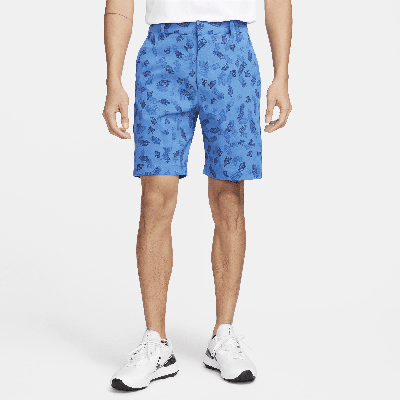 Nike Dri-fit Print Flat Front Golf Shorts In Blue