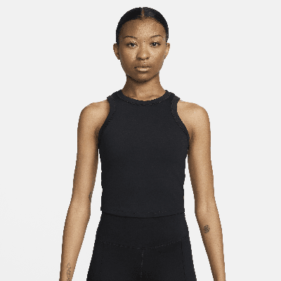 Nike Women's One Fitted Dri-fit Cropped Tank Top In Black