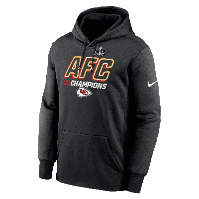 NIKE MEN'S KANSAS CITY CHIEFS 2023 AFC CHAMPIONS ICONIC  THERMA NFL PULLOVER HOODIE,1015636389