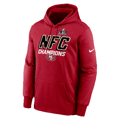 NIKE MEN'S SAN FRANCISCO 49ERS 2023 NFC CHAMPIONS ICONIC  THERMA NFL PULLOVER HOODIE,1015636441