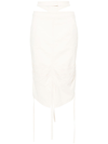Andreädamo Double-belt Stretch-cotton Midi Skirt In Neutrals
