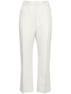 TOM FORD WHITE PINSTRIPE CROPPED TROUSERS