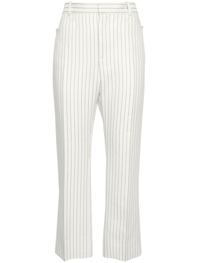 Tom Ford Striped Straight-leg Trousers In Beige