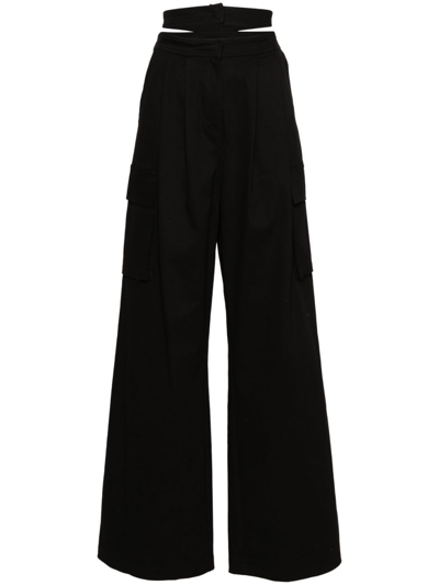 Andreädamo Pleated Cut-out Cargo Trousers In Black