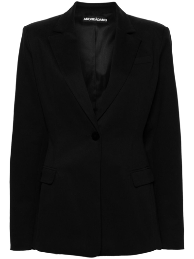 Andreädamo Single-breasted Twill Blazer In Black