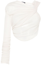 ANDREÄDAMO WHITE DRAPED JERSEY CROP TOP