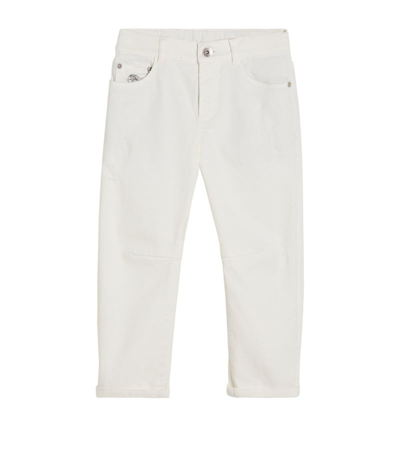 Brunello Cucinelli Kids' Embroidered Straight Jeans (4-12 Years) In White