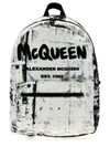 Alexander Mcqueen Fold-print Jacquard Canvas Backpack In White/black