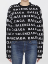 Balenciaga Logo Wool Sweater In Black