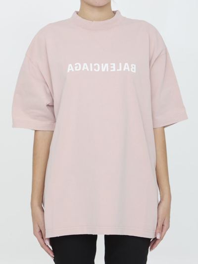 Balenciaga Back Flip T-shirt In Pink