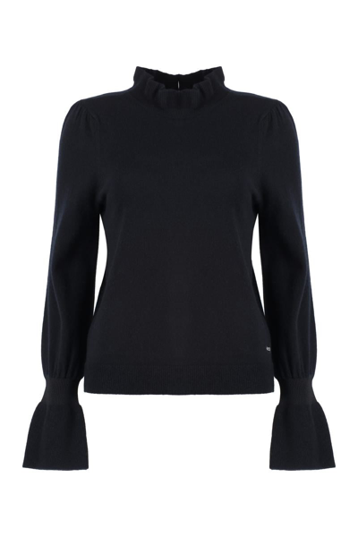 Hugo Boss Ribbed Cashmere And Wool Sweater In Black