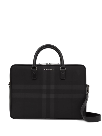 Burberry Check Motif Messenger Bag In Grey