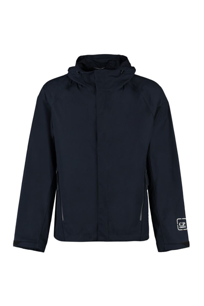 C.p. Company Drawstring Hooded Jacket In Blue