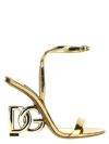 Dolce & Gabbana Keira 110 Dg Heel Metallic Leather Sandals In Gold