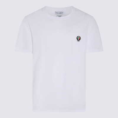 DOLCE & GABBANA DOLCE & GABBANA WHITE COTTON BLEND T-SHIRT