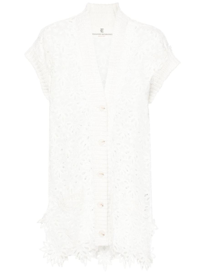 Ermanno Scervino Broderie-anglaise Short-sleeve Cardigan In White