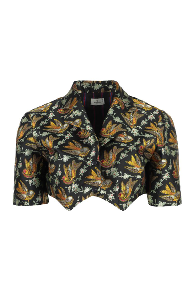 Etro Floral-print Cropped Shirt In Multicolore
