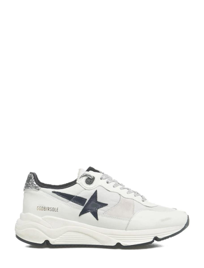 Golden Goose Running Sole Nylon Leather Sneakers In Optic White/white