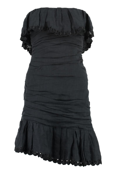 Isabel Marant Oxani Strapless Ruched Minidress In Black