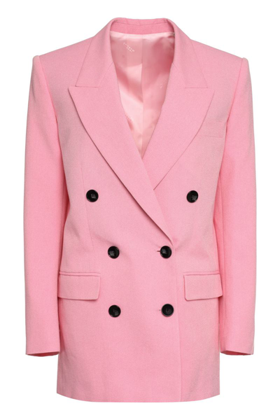 Isabel Marant Nevim Double-breasted Wool Blazer In Pink