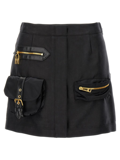 Moschino Cargo Mini Skirt In Negro