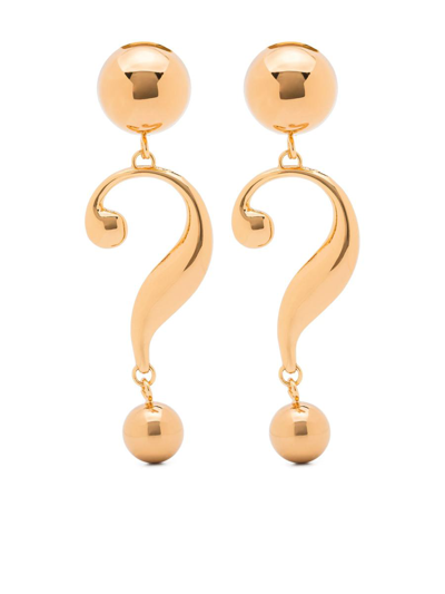 Moschino Exclamation Mark-shaped Clip-on Earrings In Metallic