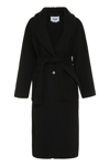 Msgm Woman Coat Black Size 10 Virgin Wool, Polyamide In Black