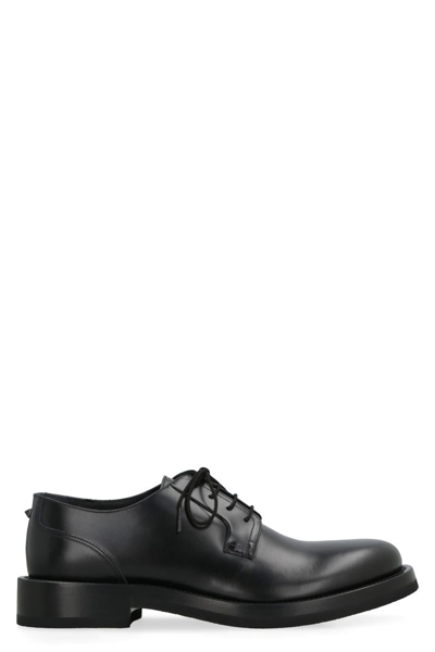 Valentino Garavani Derby Rockstud Essential Leather Lace-up Shoes In Black