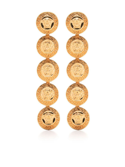 Versace Tribute Jellyfish Pendant Earrings In Golden