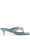 Versace La Medusa Satin Sandals In Clear Blue